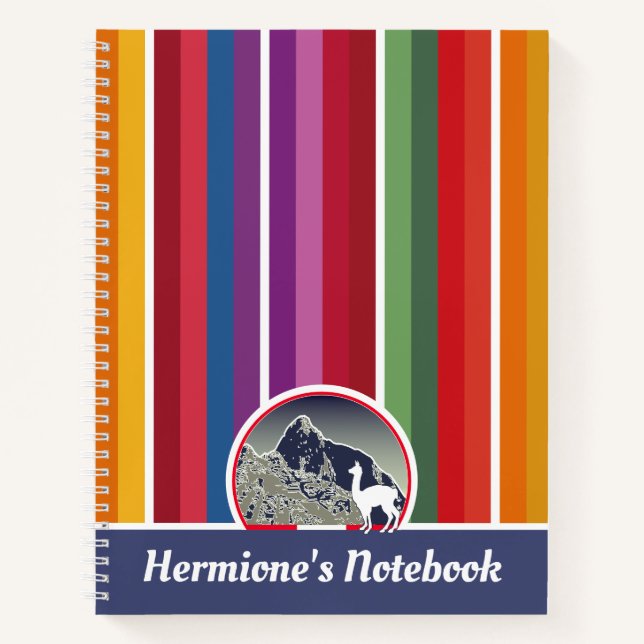 Personalized Andean Mountain Machu Picchu Peru Notebook (Front)