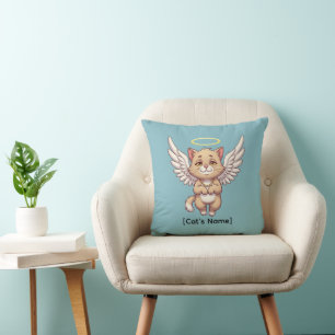 Personalized Angel Cat Memorial Throw Pillow