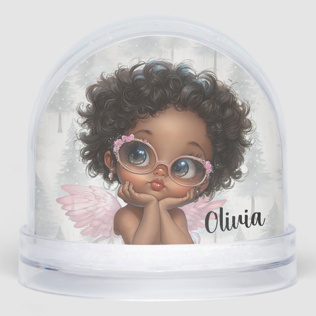 Personalized Angel Snow Globe Christmas Keepsake (Front)
