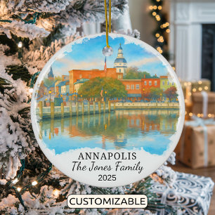 Personalized Annapolis Ornament, Maryland Ceramic Tree Decoration