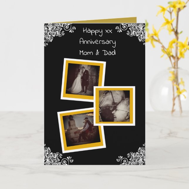 Personalized Anniversary Photo Card (Yellow Flower)