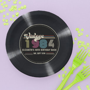 Personalized Any Age Vintage Custom Photo Birthday Paper Plate