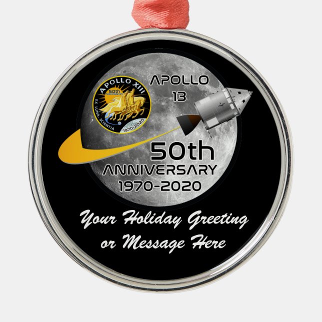 PERSONALIZED Apollo 13 - 50th Anniversary Metal Tree Decoration (Front)