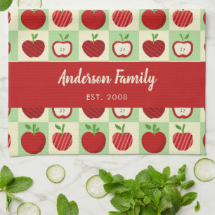 Personalized Apple Farmhouse Fall Family Decor Tea Towel