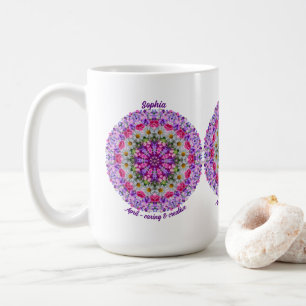 Personalized April Birth Flower Sweet Pea Mandala Coffee Mug