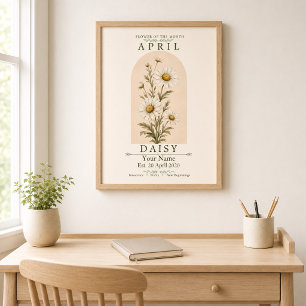 Personalized April Daisy Birth Flower Poster