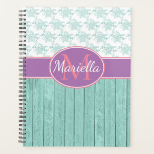 Personalized Aqua and Lavender Planner