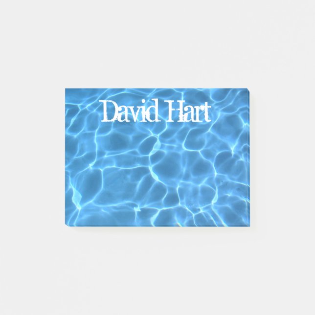 Personalized Aqua Blue Swimming Pool Post-it Notes (Front)