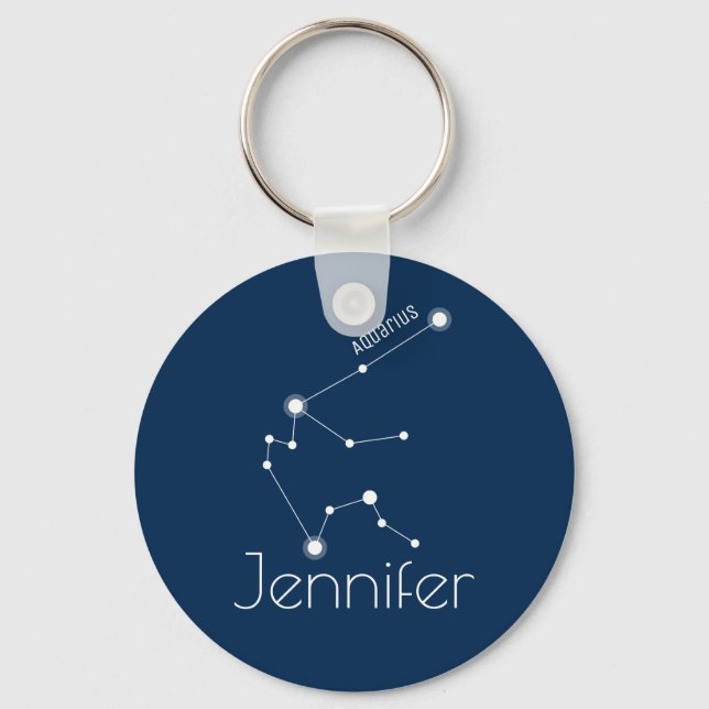 Personalized Aquarius Zodiac Constellation Key Ring (Front)