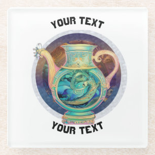 PERSONALIZED Aquarius ZODIAC SIGN Glass Coaster
