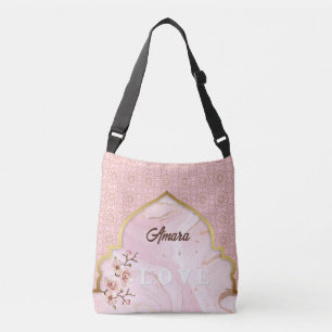 Personalized Arabesque Crossbody Tote Bag Blush