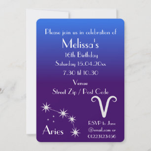 Personalized Aries Zodiac Galaxy Party Invitation