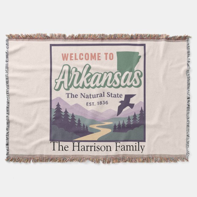 Personalized Arkansas Throw Blanket (Front)