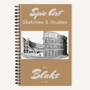Personalized Art Sketchbook 2 Sketches Caramel Notebook