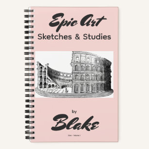 Personalized Art Sketchbook 2 Sketches Pink Black Notebook