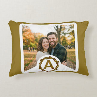 Personalized Artisan Monogram A | Wood Frame Decorative Cushion