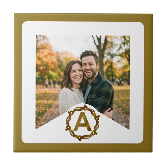 Personalized Artisan Monogram A | Wood Frame Tile (Front)