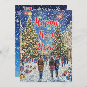 Personalized Artistic Mosaic New Year Holiday Card