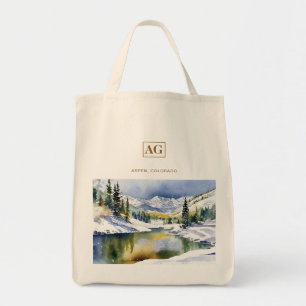 Personalized Aspen Colorado Watercolor Tote Bag