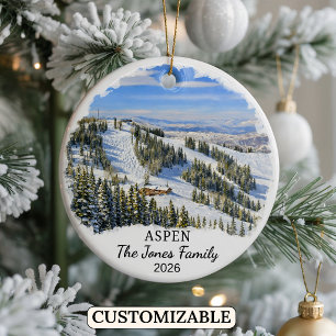 Personalized Aspen Ornament, Custom Colorado State Ceramic Tree Decoration