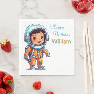 Personalized Astronaut Happy Birthday Napkin
