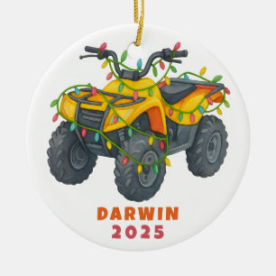 Personalized ATV Christmas Four Wheeler Holiday Ceramic Tree Decoration