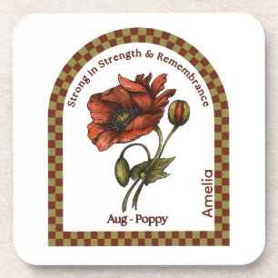 Personalized August Birth Month Flower Coaster