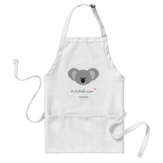 Personalized #AustraliaLove Koala Illustration Standard Apron (Front)
