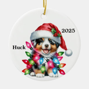 Personalized Australian Shepherd Christmas Dog Ceramic Tree Decoration