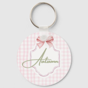 Personalized Autumn Baby Girl Nursery Bow&Gingham  Key Ring