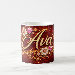 Personalized Ava Mug Gold Pink Heart Romantic Gift