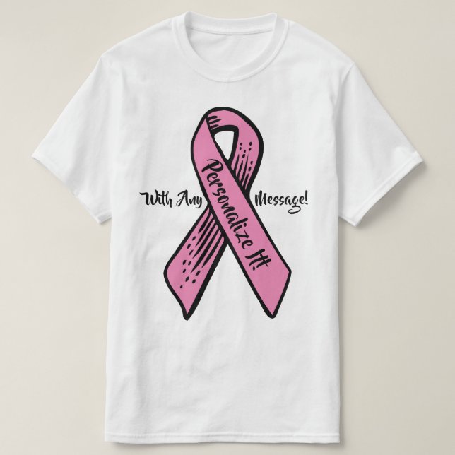 PERSONALIZED Awareness Ribbon Graphic (pink) T-Shirt (Design Front)