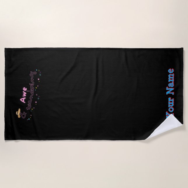Personalized Awe and Wandering Beach Towel (Front)