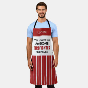 Personalized Awesome Firefighter Funny Firefighter Apron