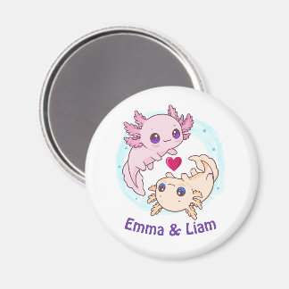 Personalized Axolotl Couple Valentine Magnet