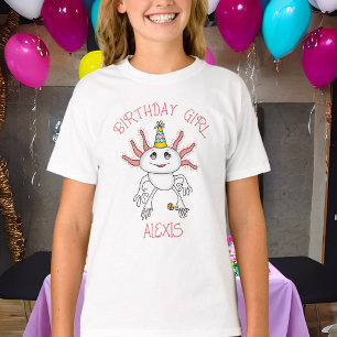 Personalized Axolotl Themed Birthday Girl T-Shirt