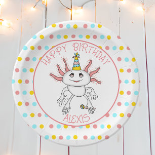 Personalized Axolotl Themed Birthday Party Paper Plate