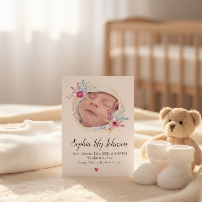 Personalized baby birth card - Welcome baby girl  (Creator Uploaded)