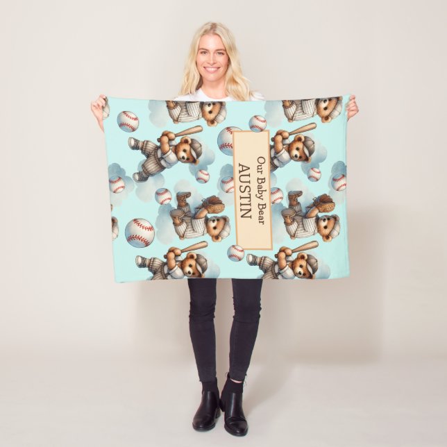 Personalized Baby Blanket – Watercolor Teddy Bears (In Situ)