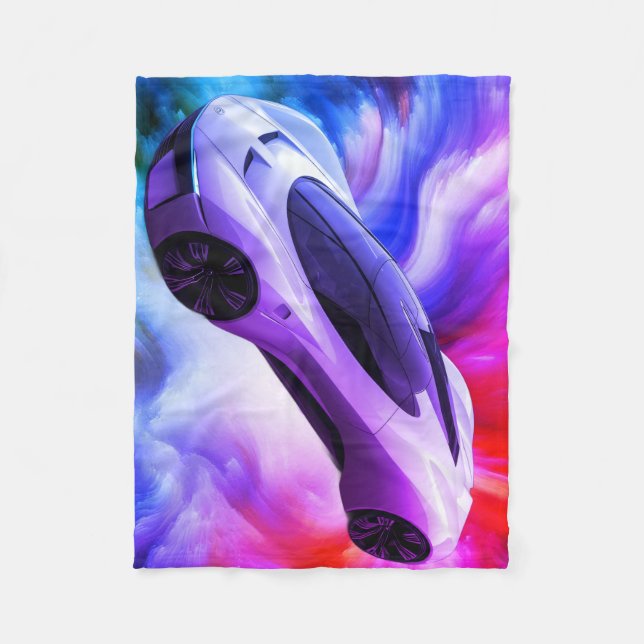 Personalized Baby Blanket With a Fancy Car on It (Front)