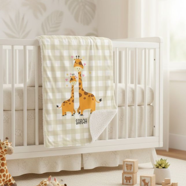 Personalized Baby Blanket with Giraffes in Neutral (Creator Uploaded)