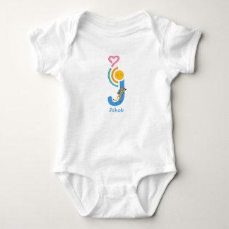 personalized baby body with letter animals bodysuit
