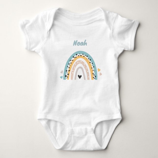 Personalized baby body with name and rainbow baby bodysuit (Front)