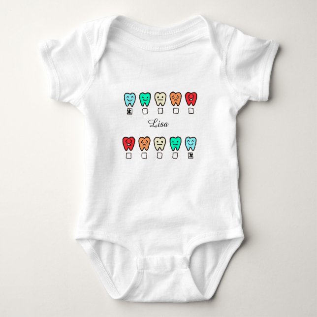 Personalized- Baby Bodysuit - Custom-tooth design (Front)