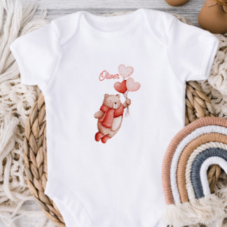 Personalized Baby Bodysuit With A Watercolor Teddy