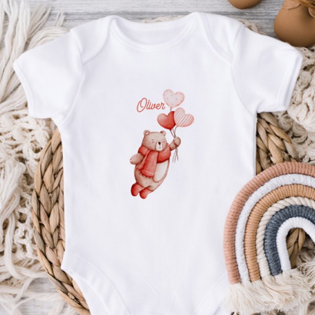 Personalized Baby Bodysuit With A Watercolor Teddy (Creator Uploaded)