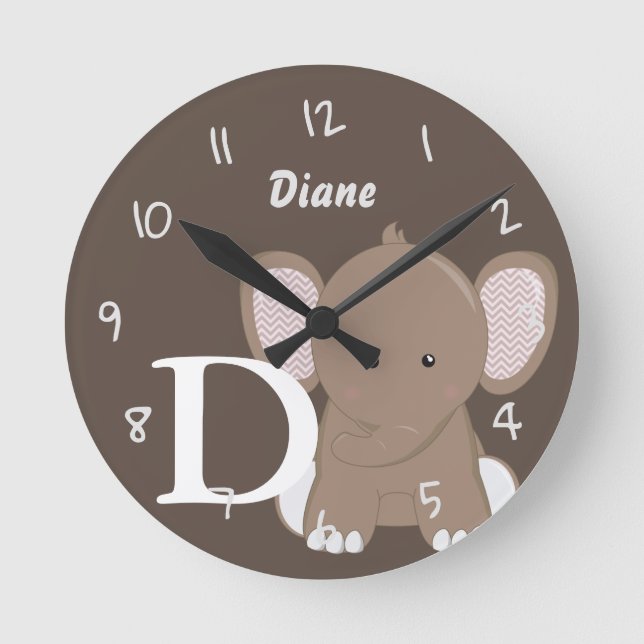 Personalized Baby Brown Round Clock (Front)