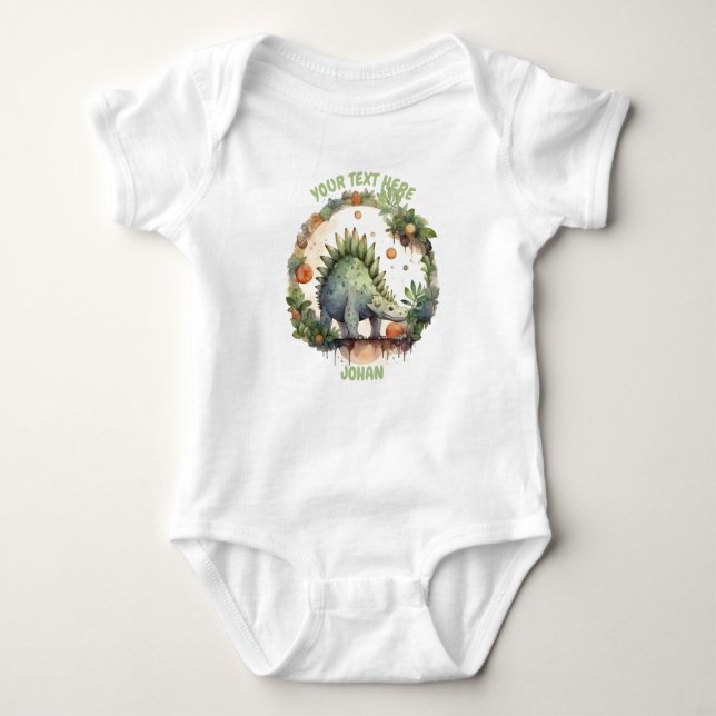 Personalized Baby Dinosaur bodysuit (Front)