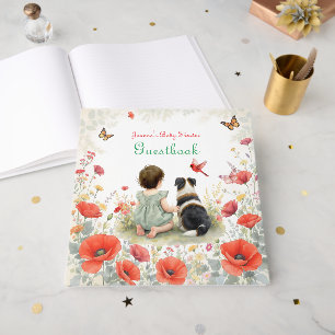 Personalized Baby Girl and her Puppy Baby Shower Guest Book
