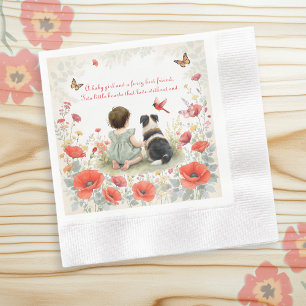 Personalized Baby Girl and her Puppy Baby Shower Napkin